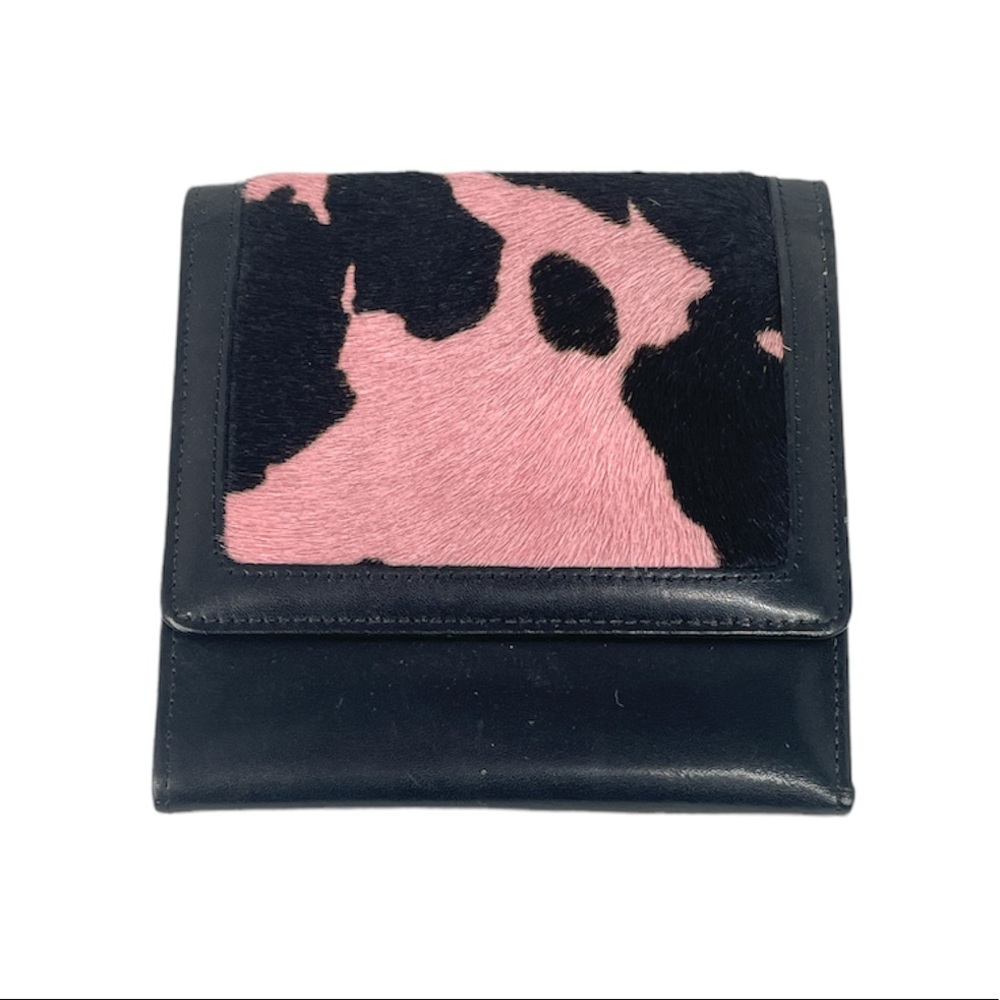 Garys Faux Cowhide Trifold Wallet Pink Black